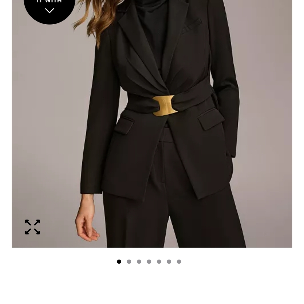 Donna Karan Black Blazer with Gold Belt Accent